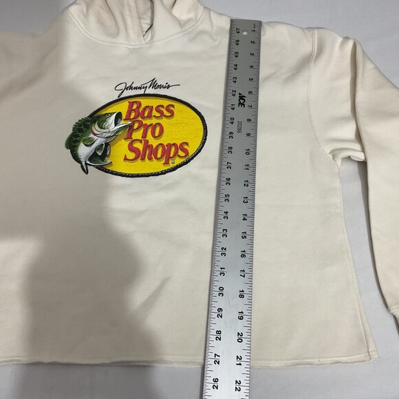 Johnny Morris Bass Pro Shops Cropped Hoodie L/G Beige 60% Cotton 40% Polyester W - Picture 6 of 8